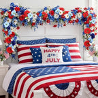6 ft Red White Blue Garland 4th of July Patriotic Flower Garland for Mantle Artificial 250th Decoration with Daisy Lavender Vine Memorial Day Faux Floral for Independence Table Decor - Image 4