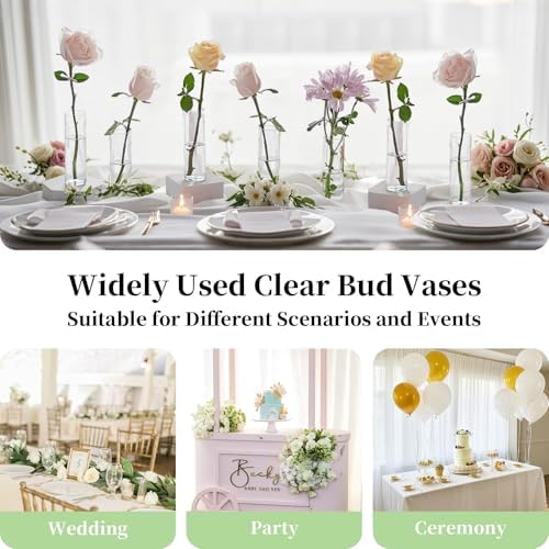 Glasseam Small Glass Flower Vase: 12Pcs Cylinder Bud Vases for Centerpieces - Image 6