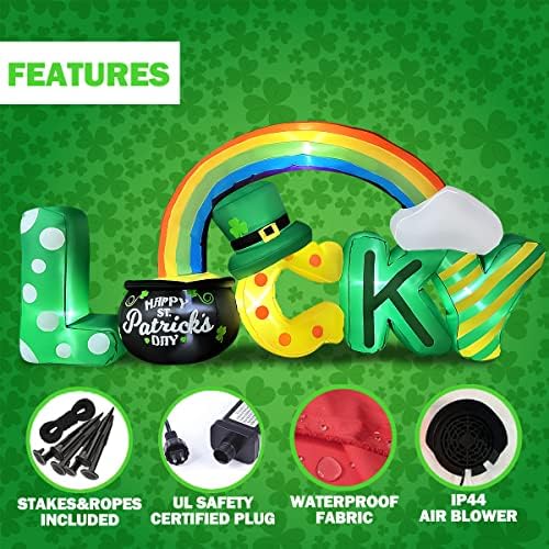BLOWOUT FUN 6.5FT St Patricks Day Inflatable Lucky Letters Gold Pot Rainbow - Image 5