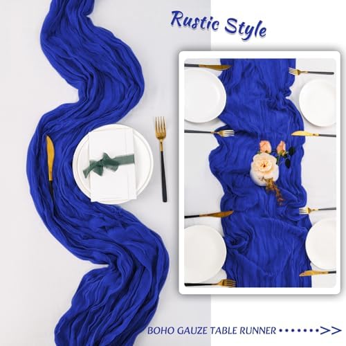 12Pack Royal Blue Cheesecloth Table Runners 10FT Table Runner - Image 5