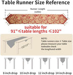 Luxury Vintage Table Runner 120 inches Long Embroidery Jacquard Fabric with Multi-Tassels Table Runners for Dining Room Dresser Wedding Christmas Thanksgiving Party Decorations (Red, 12X120inch) - Image 2