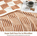 Snuggle Sac Checkered Orange Throw Blanket for Fall,Super Soft Reversible Cozy Warm Blanket for Couch Sofa Bedroom,Cute Lightweight Striped Throws for Women,Heather Orange,60x80 inches - Image 5