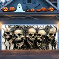 7 * 16FT Spooky Halloween Garage Door Cover Decorations Halloween Scary Skeleton Garage Door Banner for Outdoor Indoor Halloween Decorations Party Photography Backdrop by ANNAQUEEN