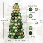 16" Tabletop Christmas Tree Small Green Gold Christmas Tree Decorations with 94 Shatterproof Ornaments Balls Christmas Centerpiece Mini Cone Xmas Tree for Holiday Party Wedding Table Desk Mantel Decor - Image 2