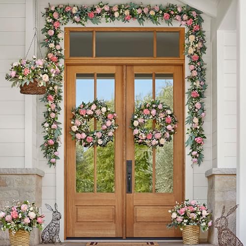 Balsam Hill Outdoor Provence Rose Spring & Summer Wreath - 28" Premium UV-Protected Floral Door Wreath for Front Door, Patio, & Garden - Image 2