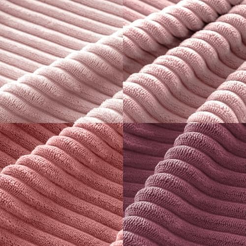 MIULEE Soft Corduroy Decorative Throw Pillow Covers Purple Pink 20x20 - Image 3