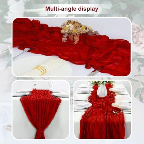 10 Pack Burgundy Cheesecloth Table Runner 35x120 Inch 10Ft Rustic Gauze Cheese Cloth Table Runner Sheer Cheesecloth Table Runners for Wedding Party Bridal Shower Decoration - Image 5