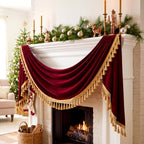 Red Velvet Christmas Banner 120 x 30 Inch Vintage Mantel Garlands - Image 3