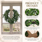 16" Heart Shaped Artificial Olive Leaf & Fruit Wreath - Realistic Green Olive Branches with Spring Floral Accents, Farmhouse Wall Door Wedding Arch Window Hanging for Indoor Outdoor - Image 3