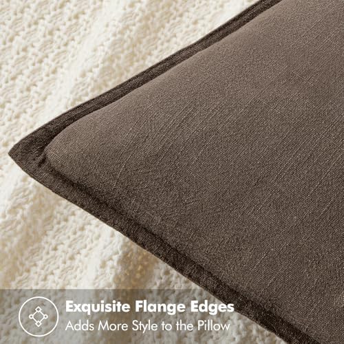 MIULEE Decorative Linen Pillow Covers 20x20 Inch Coffee - Image 2
