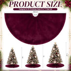 Viorawhite Burgundy Christmas Tree Skirt, 48 Inch Faux Fur Tree Skirts - Image 2