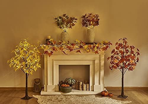 LITBLOOM Lighted Fall Garland with Timer 6FT 24 Warm White LED, Maple Leaf Vine with Lights Battery Operated for Mantle Fireplace Autumn Thanksgiving Harvest Decoration Indoor Outdoor - Image 3
