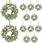 12 Pcs Green Artificial Eucalyptus Swag Wreaths Spring Summer Wreath with White Berries Mini Green Kitchen Cabinet Wreaths with Ribbon for Front Door Porch Wall Window Farmhouse Decoration by Unknown