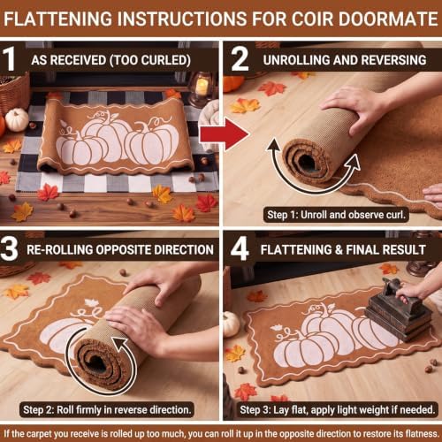 Moucuny 2 Coir Outdoor Mat,Non Slip, 24'' X 35'',16'' X 28'', White Pumpkin - Image 4