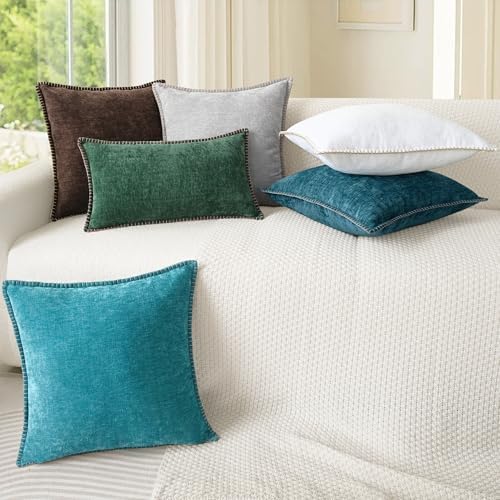 CaliTime Decorative Couch Throw Pillow Covers 26 X 26 Inches Lake Blue - Image 4