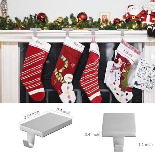 6 Pcs Christmas Stocking Holders Hanging Hooks Heavy Duty Mantel Stocking Holder Bases Weighted Metal Stocking Hangers for Shelf Fireplace Stair Xmas Party Decor (6, Silver) - Image 3