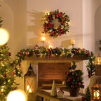 Valery Madelyn 24" Pre-Lit Large Christmas Wreath for Front Door Red Gold - Image 4