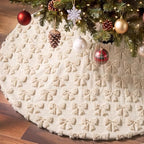 Civaner 48in Beige Bow Christmas Tree Skirt Faux Fur by Civaner
