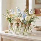 Vintage Clear Glass Vases for Flowers – Set of 12 Decorative Cylinder Vases - Image 5