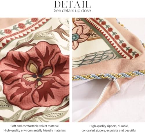 patdrea Vintage Velvet Throw Pillow Cover,Set of 2,22"x22"-Kulom C - Image 5