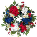 20 Inch 4th of July Wreath, Patriotic Wreaths for Front Door, Red White Blue Hydrangea Flower Wreaths with Daisy for Memorial Day,Independence Day Wreath for Front Door Wall Window Decor by Ecerangus