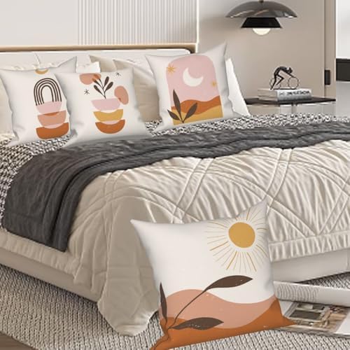 Boho Abstract Throw Pillow Covers 26"x26" Set of 4, Morden Minimalist Irregular Bohemian Cushion Cover for Sofa Chair Couch Bed Office Garden Patio Farmhouse Indoor Outdoor Decorative - Image 4