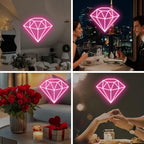 Pink Diamond Neon Sign for Bedroom Wedding Bar Romantic Glam Wall Decor - Image 6