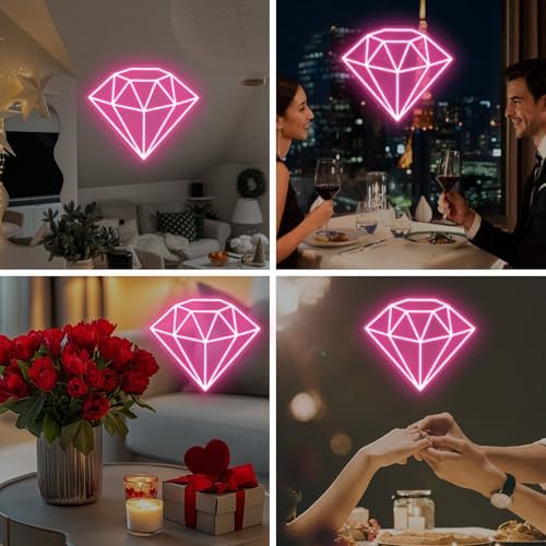 Pink Diamond Neon Sign for Bedroom Wedding Bar Romantic Glam Wall Decor - Image 6