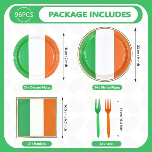 96 Pcs Irish Flag Themed Party Decorations, Serves 24 - Image 5