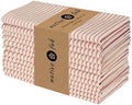 Native Fab Cloth Napkins 18x18 inches, 100% Cotton Vintage Stripped Dinner Napkins, Set of 12, Soft Breathable Absorbent, Machine Washable Cloth Napkins, Red Beige by NativeFab