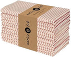 Native Fab Cloth Napkins 18x18 inches, 100% Cotton Vintage Stripped Dinner Napkins, Set of 12, Soft Breathable Absorbent, Machine Washable Cloth Napkins, Red Beige by NativeFab