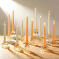 12 Pack Ribbed Amber Glass Candle Holders for Table Centerpieces by Unknown