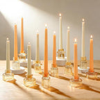 12 Pack Ribbed Amber Glass Candle Holders for Table Centerpieces by Unknown