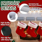 GloTika Christmas Stocking Holders for Mantle Set of 6, Heavy Duty Stocking Holder Hooks for Fireplace Tabletop Shelf Christmas Ornaments, Cast Iron Stocking Hangers Base, Sliver - Image 4