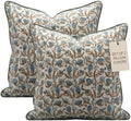 Floral Pillow Covers Teal Blue Set of 2 Pillow Covers 24 x 24 inches Farmhouse Pillow Covers for Couch Bed Bedroom Living Throw Pillow Covers Boho Decorative Pillow for Spring by LineandLoop