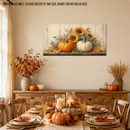 WAXWHELK Pumpkin Fall Canvas Wall Art, Pumpkin and Sunflower Autumn Thanksgiving Painting Pictures, Rustic Farmhouse Artwork for Living Room Bedroom Home Decor (16"x32") - Image 4