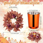 Umigy 6 Set Fall Candle Holders Glass Votive, Flower, Brown - Image 2