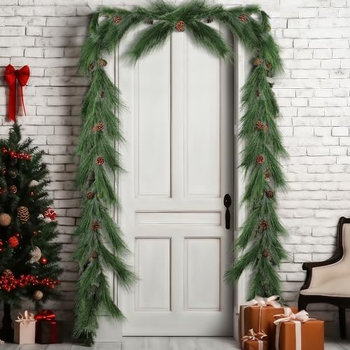 Jutom 13 ft Christmas Deluxe Norfolk Pine Garlands Artificial Long Decor - Image 6