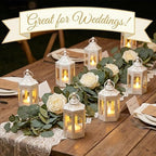 Vela Lanterns Tea Light Candle Holders, Mini Wedding Centerpieces, White - Image 4