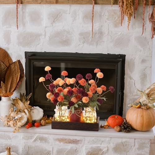 Suncalla 3 Pcs Fall Thanksgiving Fake Kiku Flowers Mason Jar Centerpiece - Image 6