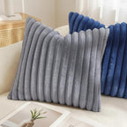 decorUhome Fall Faux Fur Throw Pillow Covers 26x26 Set of 2 Grey - Image 4