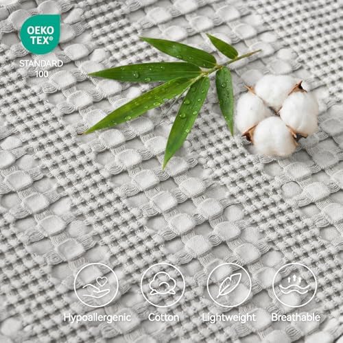a moment 2 Pack Bamboo Fiber Pillow Covers - Waffle Weave, Ultra Soft & Breathable, Euro Shams Cotton Throw Pillow for Couch, Sofa, Bedroom Living Room 26x26 Inch Grey - Image 2