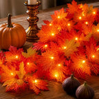 Fall Decorations for Home 9FT Plug in Fall Garland with Lights Halloween Decorations 50 Orange Bulbs, Connectable Fall Lights for Indoor Outdoor Halloween Harvest Thanksgivings Decorations(3 Packs) - Image 2