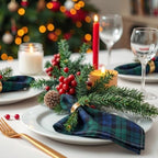 Funnymoom 24 Pcs Christmas Linen Plaid Cloth Napkins Blue and Green - Image 6