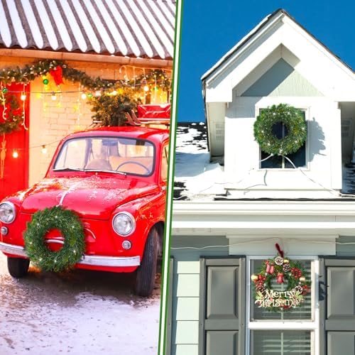 Zeyune 8 Pcs 14" Christmas DIY Green Wreath Artificial Wreath, Willow Pine - Image 5