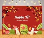 BELECO 20x10ft Fabric Happy TET Vietnamese New Year Backdrop TET Decorations Red Lunar New Year Background Asian New Year Party Decorations Holiday Photoshoot Studio Props - Image 2