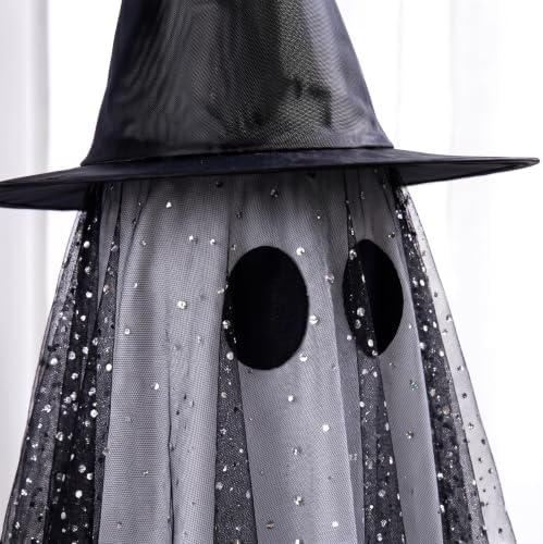 SiliFine 2 Pack Halloween Light up Ghost Decorations with Witch Hats, Black - Image 5