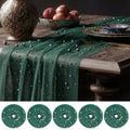 Dark Green 10 Pcs Pearl Gauze Table Runner 120 Inch 10ft Pearl Sheer Tulle Table Cloth Centerpieces for Home Wedding Birthday Bridal Baby Shower Party Favor Holiday Dining Decorations by Unknown
