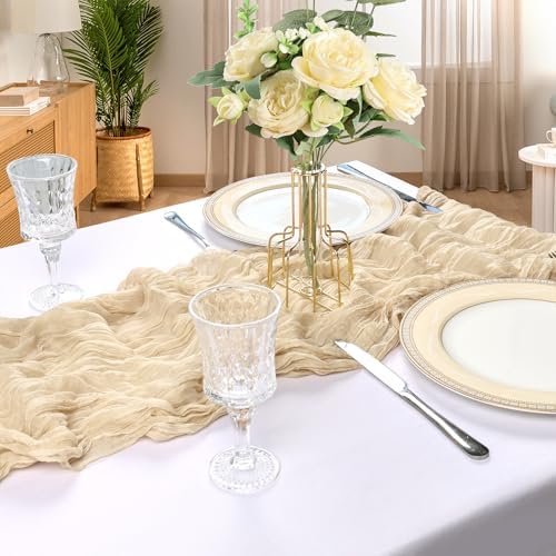 12 Pack 10Ft Beige Cheesecloth Table Runner 23 x 120 Inch - Image 6