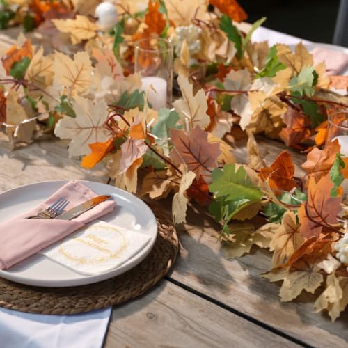 CQURE 8 Pack Fall Leaf Garland, Total 47.2 Ft Artificial Fall Maple Leaves Autumn Vines Garland Thanksgiving Decor for Home Fireplace Party - Image 7